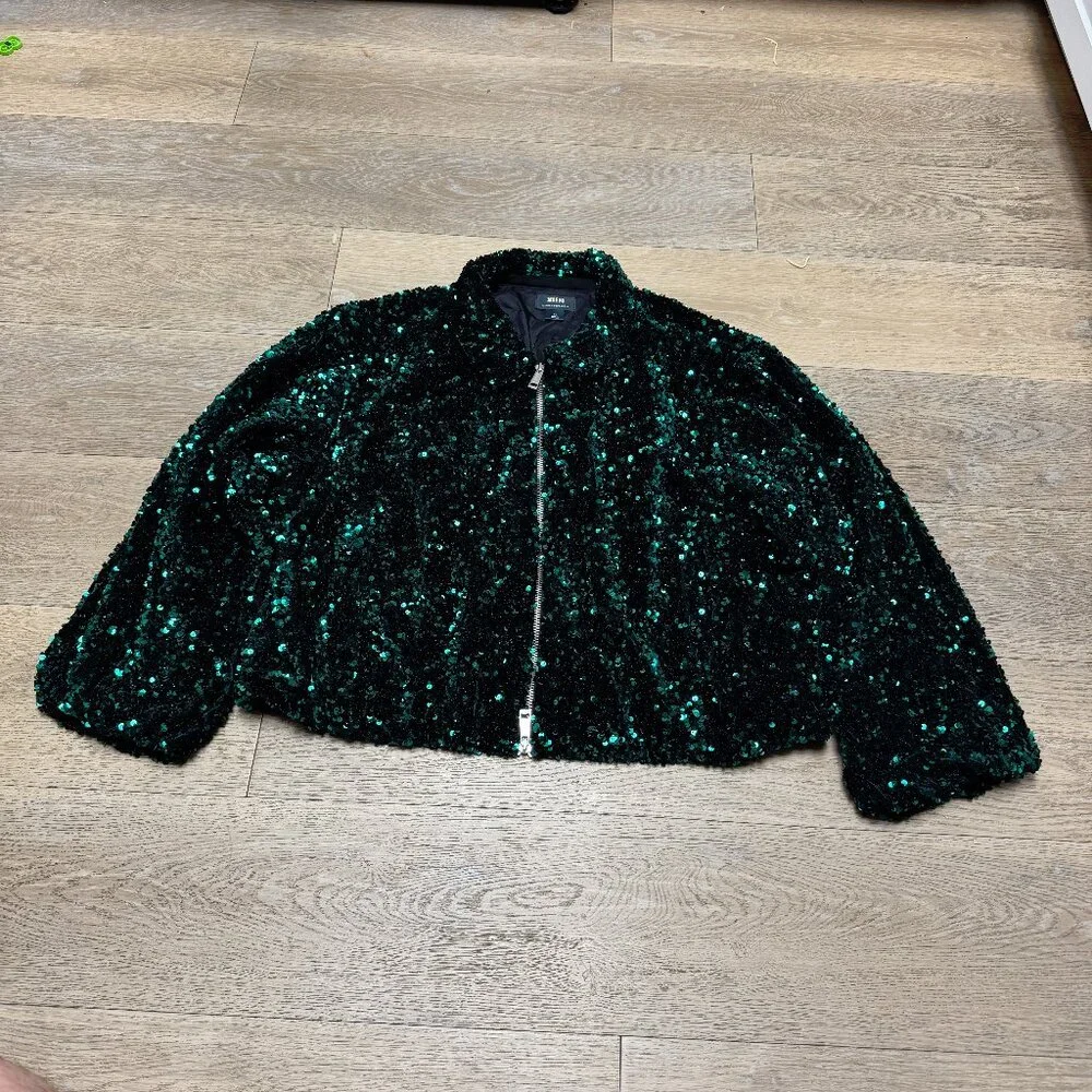 Maeve by Anthropologie Sequin Bomber Jacket SIze 1X - Picture 2 of 13
